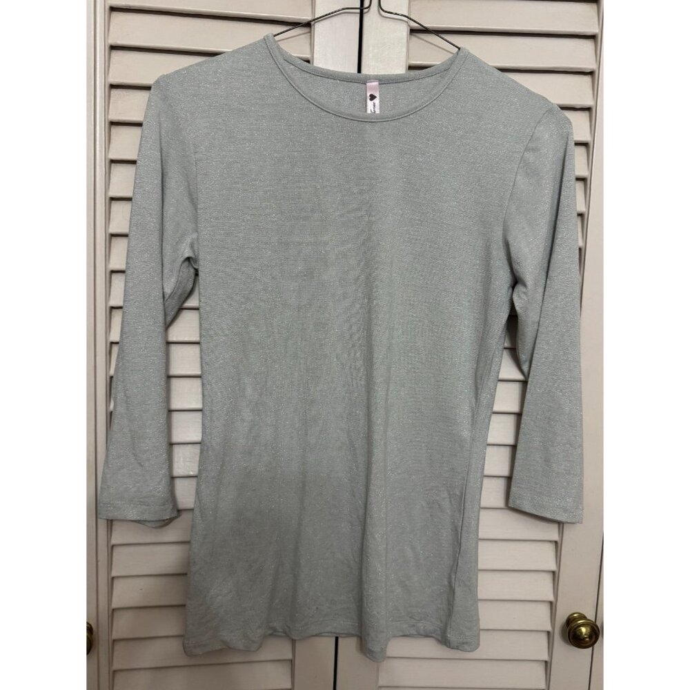 Junee sparkle silver three quarter sleeve top shirt size xxl